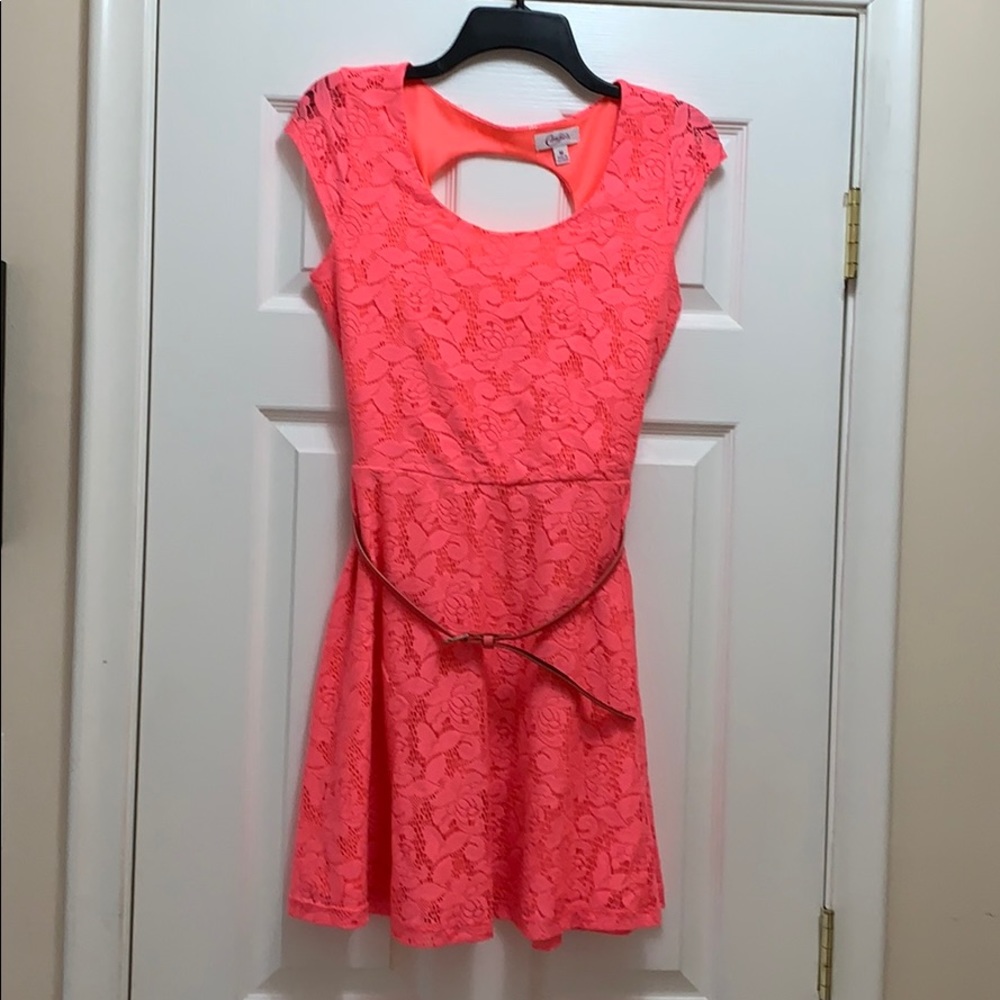 Candie’s Pink Lace Dress with Belt